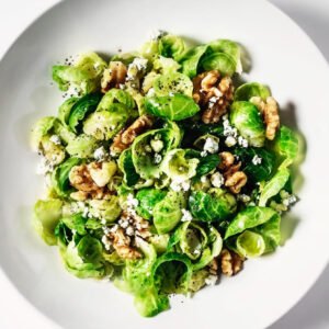 Shaved Brussels Sprouts Salad Recipe with cranbarry and walnuts